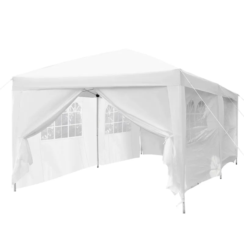 10x20 ft Pop Up Wedding Party 'Pavilion' Canopy Tent with 6 Sidewalls - White