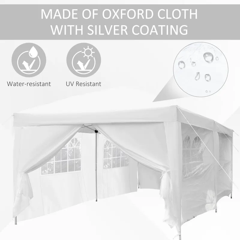 10x20 ft Pop Up Wedding Party 'Pavilion' Canopy Tent with 6 Sidewalls - White