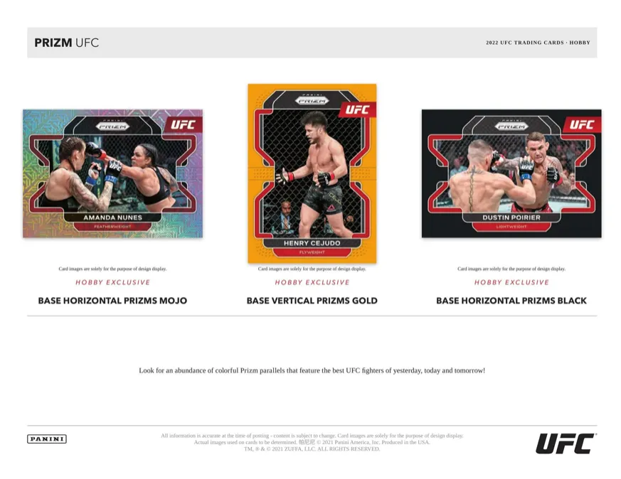 2022 Panini Prizm UFC Hobby Box 12 Packs Per Box 12 Cards Per Pack