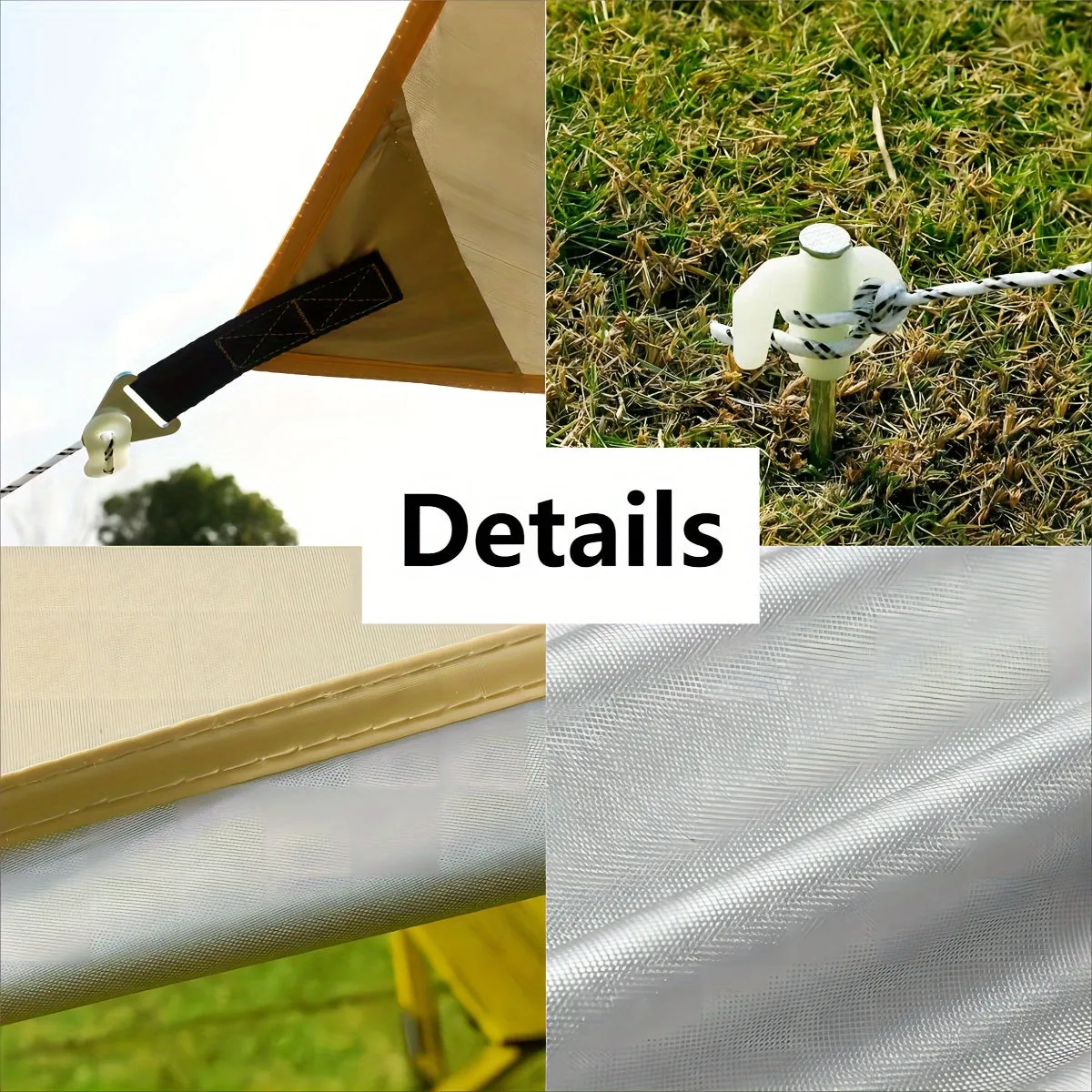 500x292cm Large Square Camping Tarp Shelter | Waterproof | UV Protection | Sunshade Canopy Shelter | Camping | Hiking | Picnic