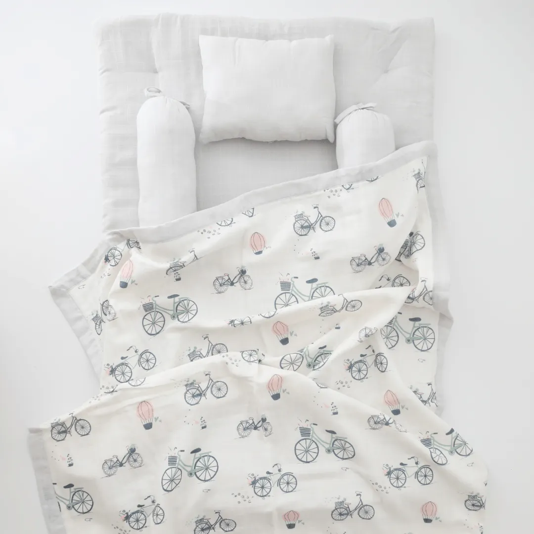 Bicycle Ride Mini Bedding Set (Organic Muslin 0-1 Years)