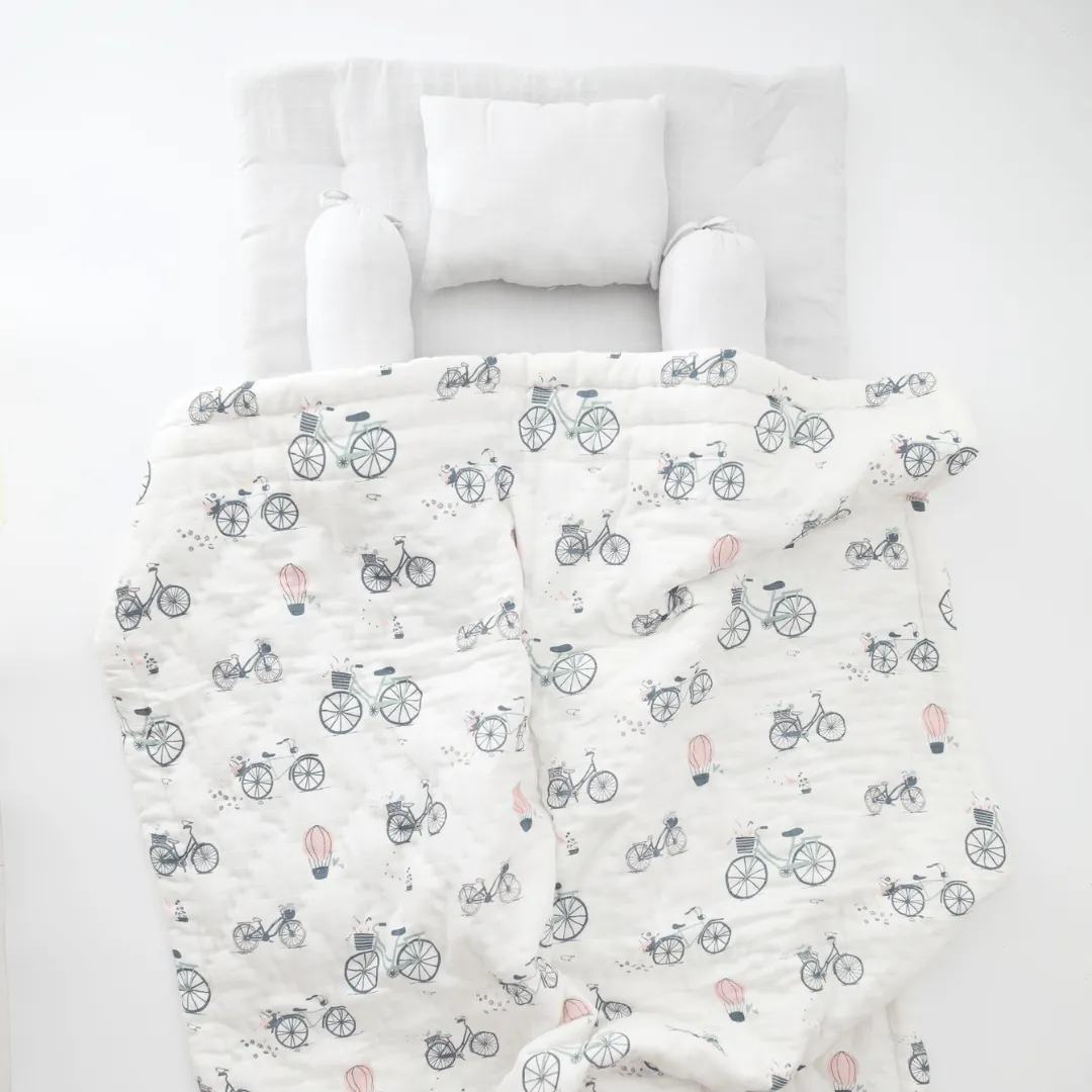 Bicycle Ride Mini Bedding Set (Organic Muslin 0-1 Years)