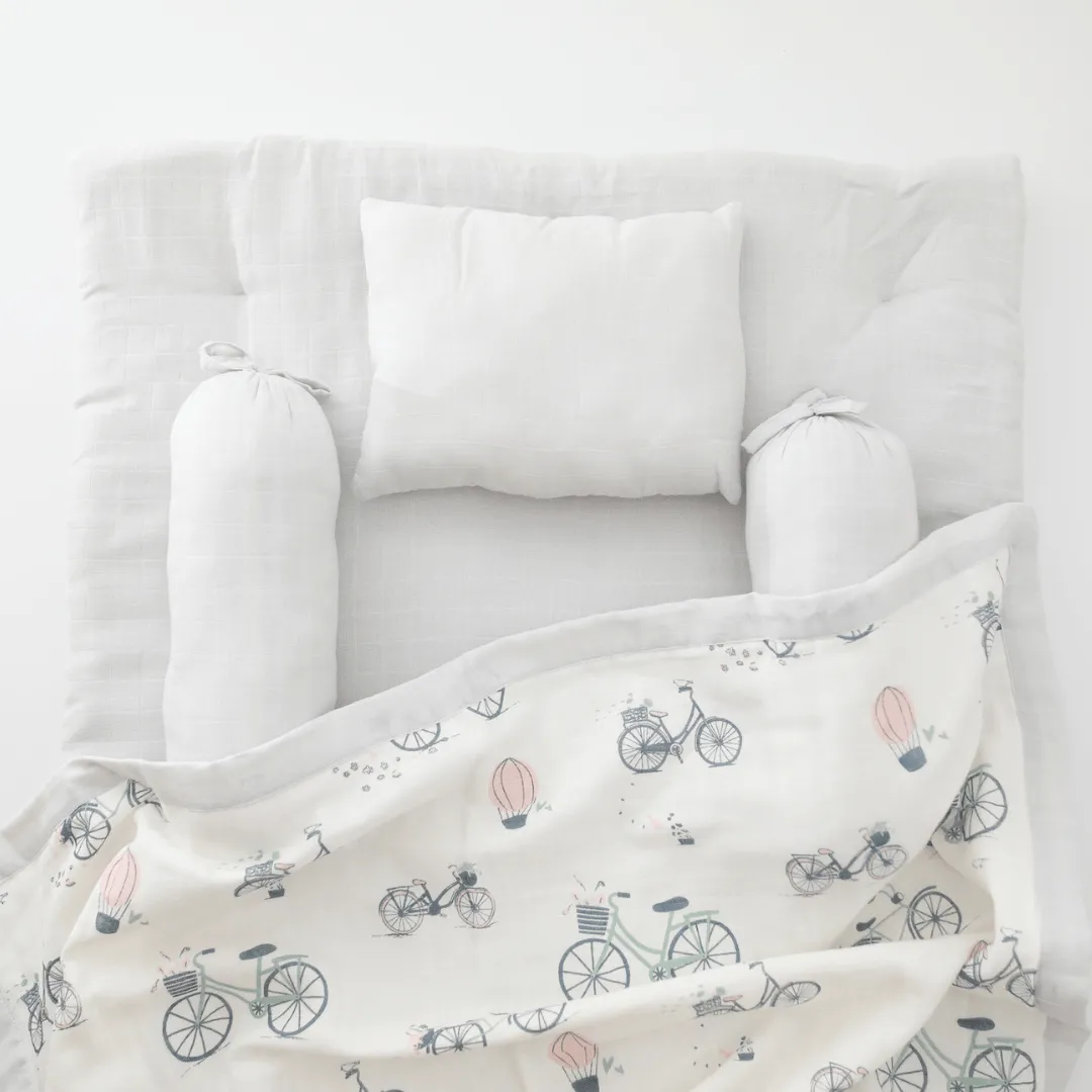 Bicycle Ride Mini Bedding Set (Organic Muslin 0-1 Years)