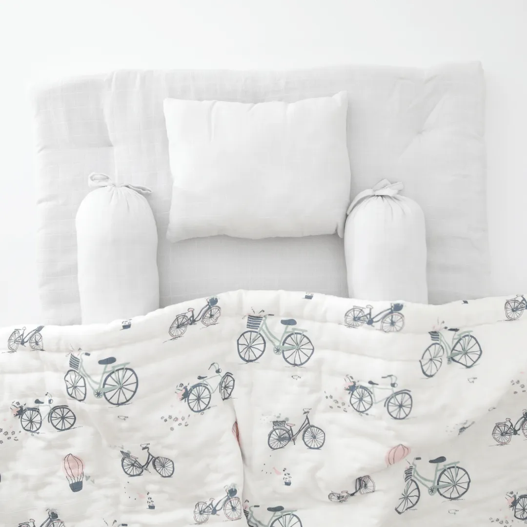 Bicycle Ride Mini Bedding Set (Organic Muslin 0-1 Years)