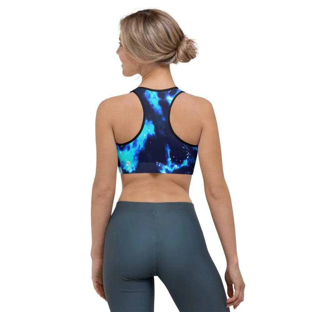 Ladies Hi-Support Sports bra-Blue Cenote
