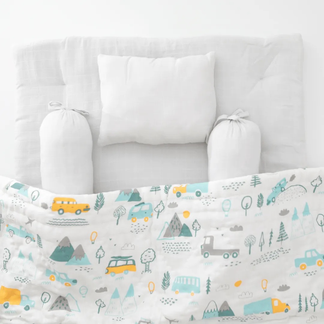 Little Campers Mini Bedding Set (Organic Muslin 0-1 Year)