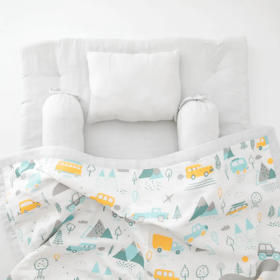 Little Campers Mini Bedding Set (Organic Muslin 0-1 Year)