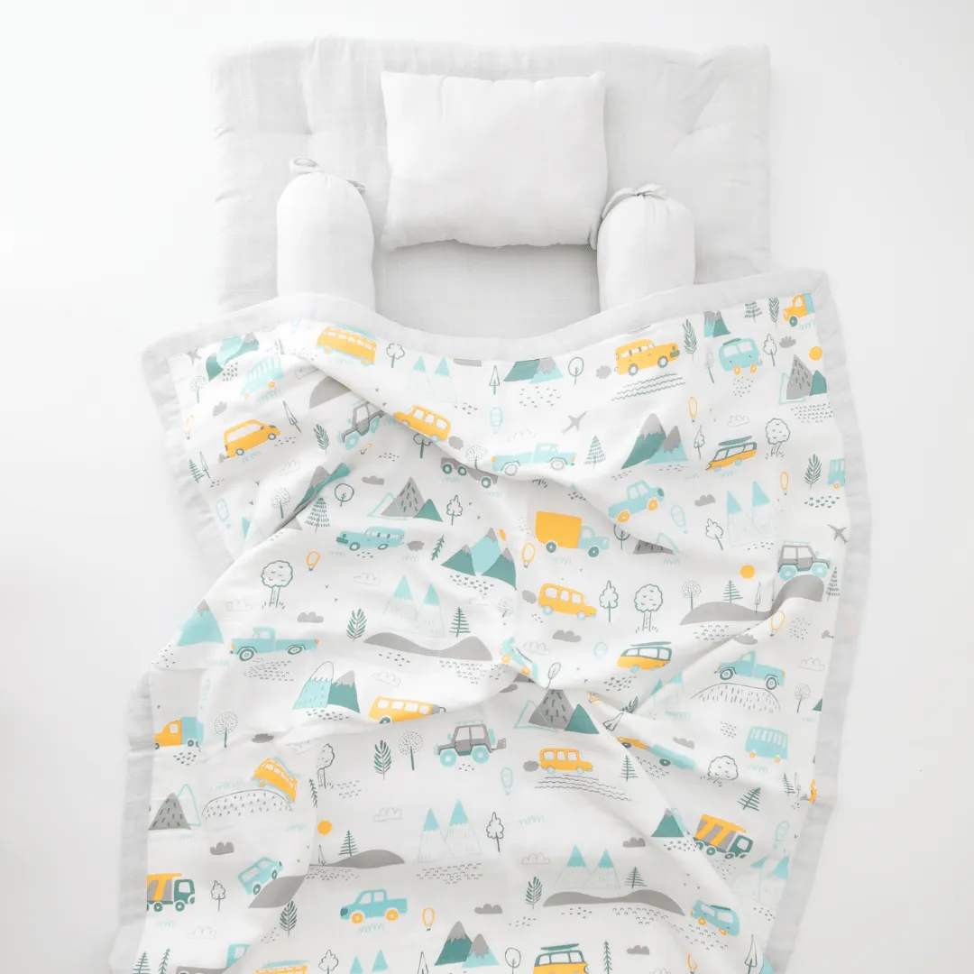 Little Campers Mini Bedding Set (Organic Muslin 0-1 Year)