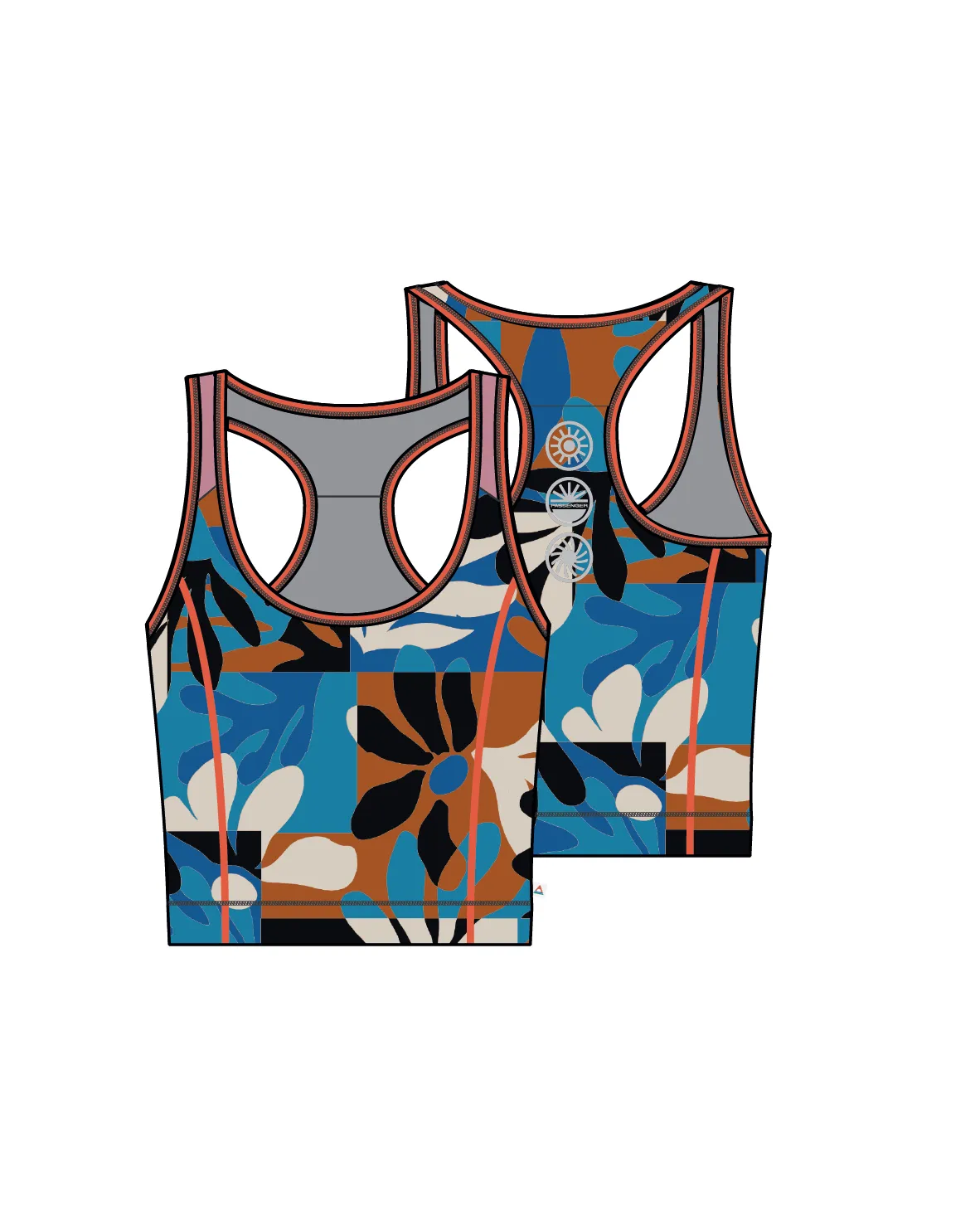 Mantra Recycled Active Crop Top - Mountain Foliage Blue