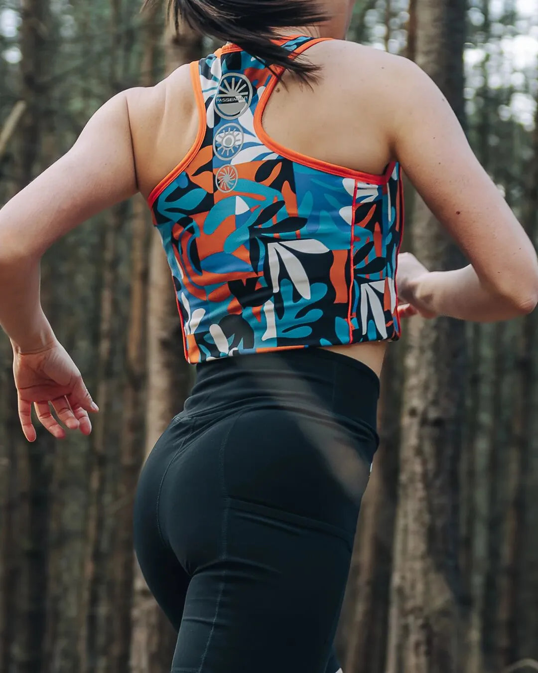 Mantra Recycled Active Crop Top - Mountain Foliage Blue