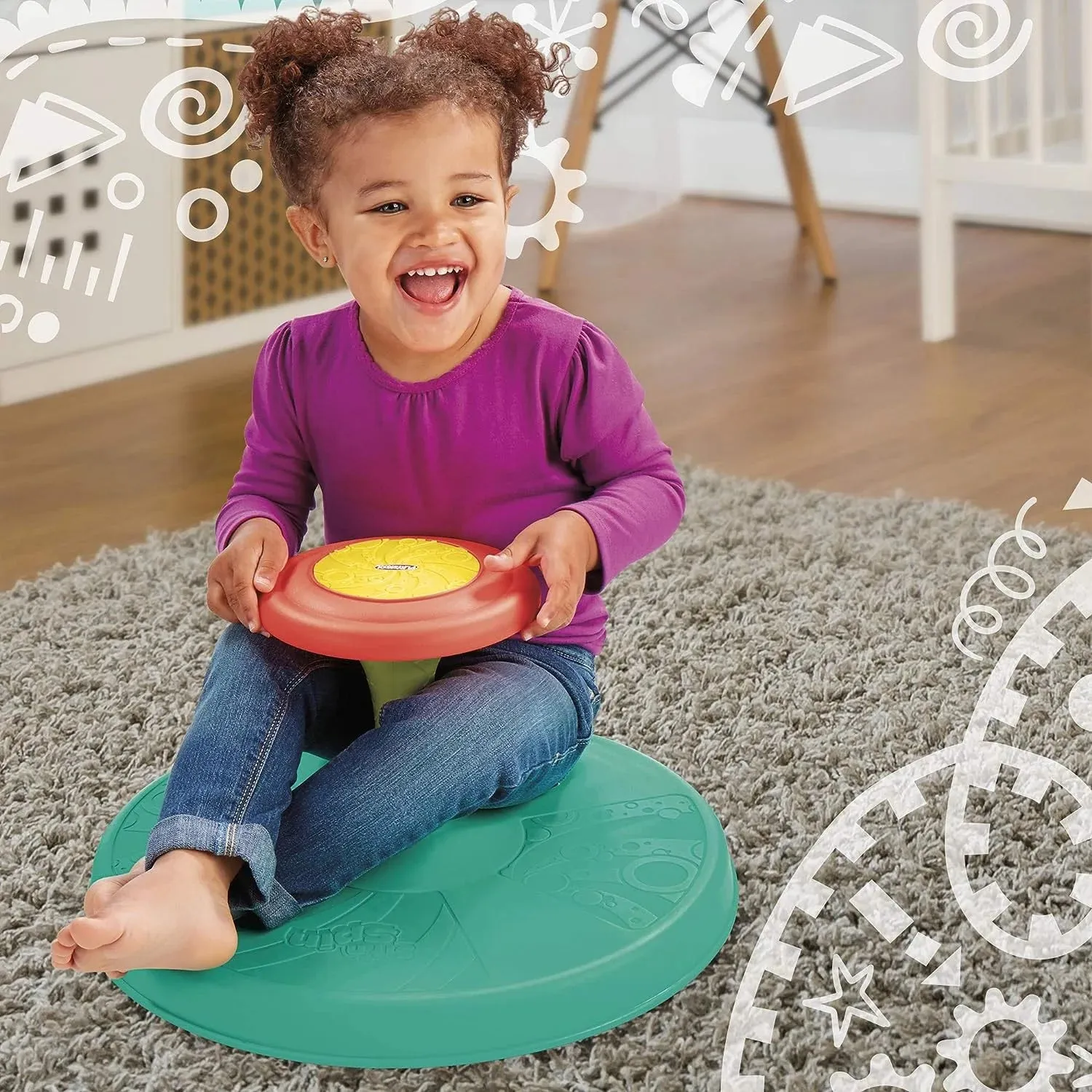 Playskool Sit N Spin, Classic Spinning Activity Toy with Music for Toddlers, Children 18  Months
