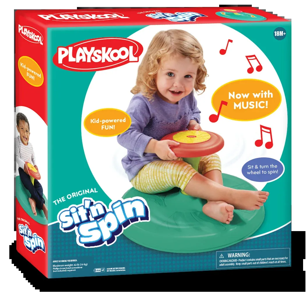 Playskool Sit N Spin, Classic Spinning Activity Toy with Music for Toddlers, Children 18  Months