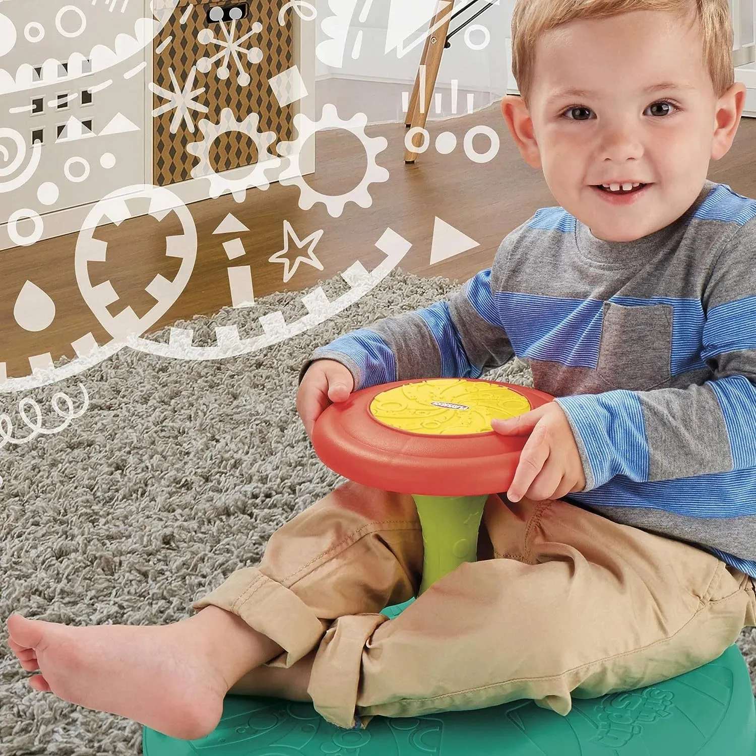 Playskool Sit N Spin, Classic Spinning Activity Toy with Music for Toddlers, Children 18  Months