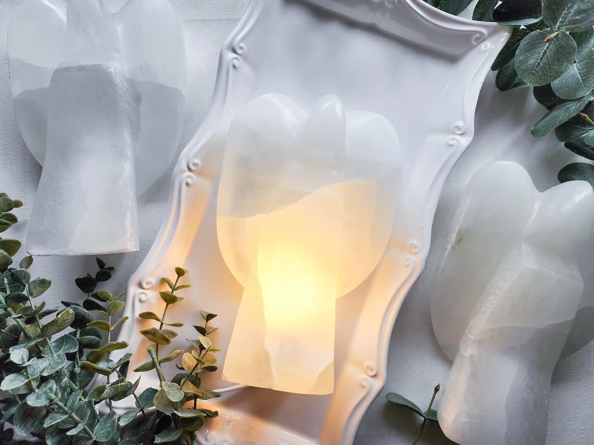 Selenite Angel Lamp