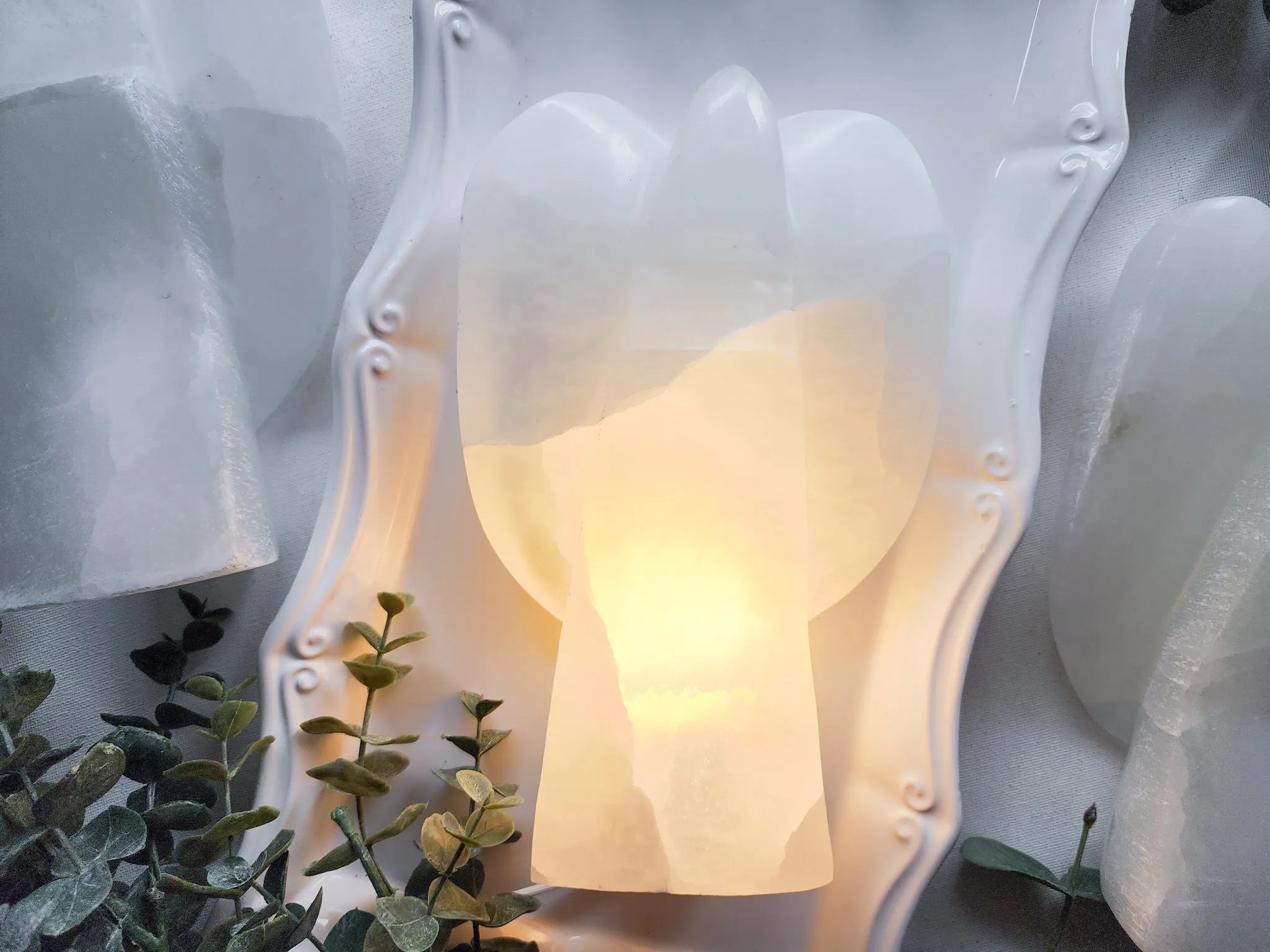 Selenite Angel Lamp