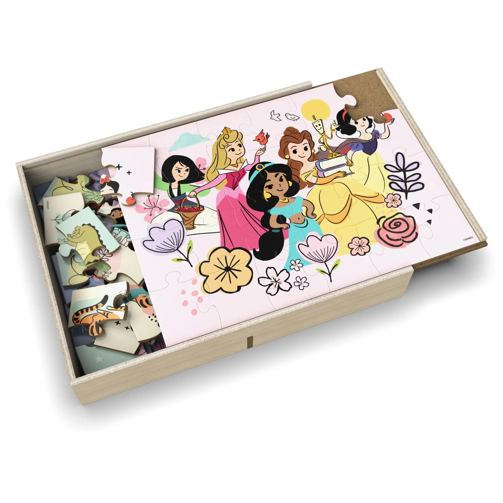 Spin Master Games, 6-Pack Of Disney Princess Wood Jigsaw Puzzles for Kids Ages 3 and up