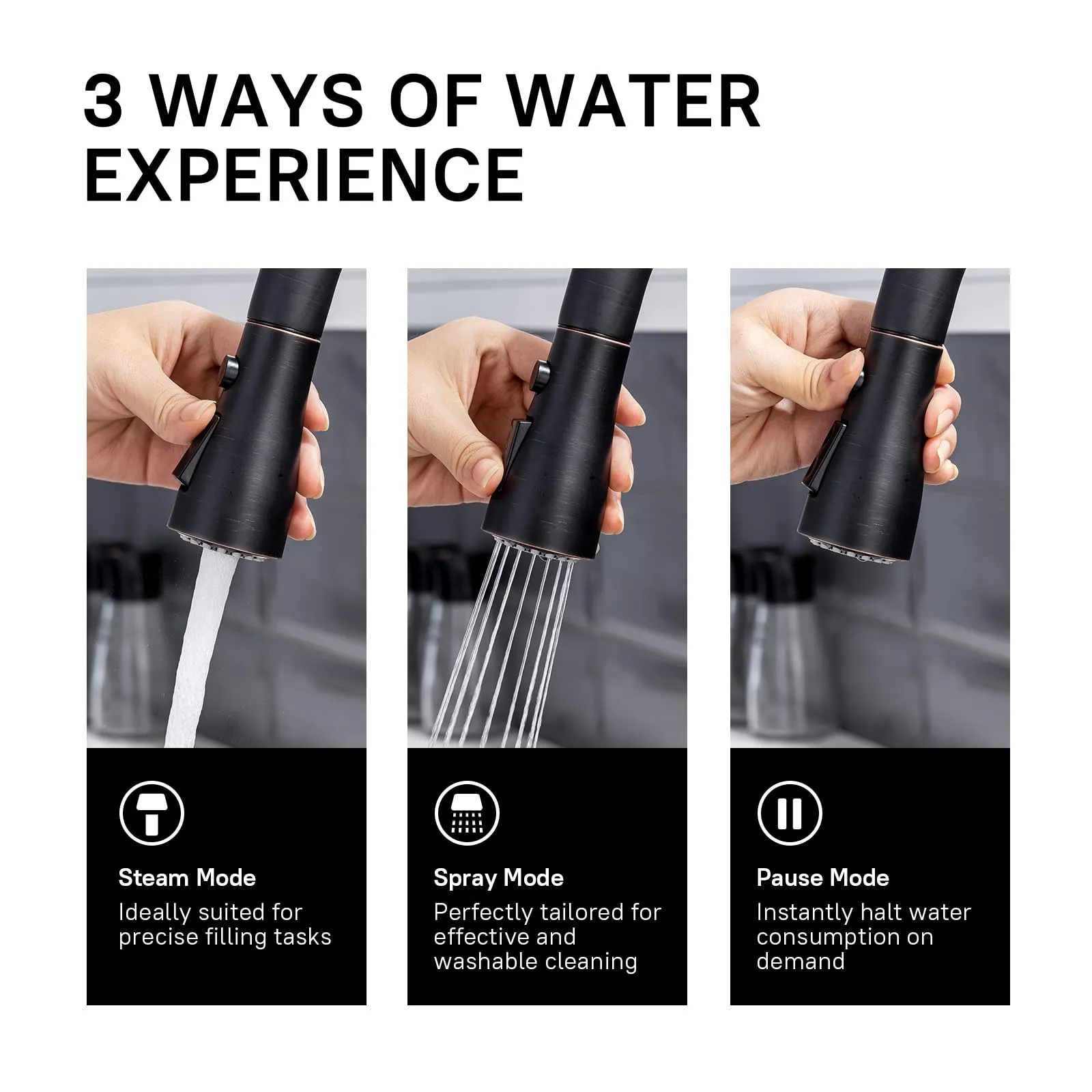 WEWE Kitchen faucets with Pull Down Sprayer, Farmhouse Kitchen Faucet Oil Rubbed Bronze Commercial Modern high arc Stainless Steel Single Handle Single Hole for Utility rv Laundry Sinks